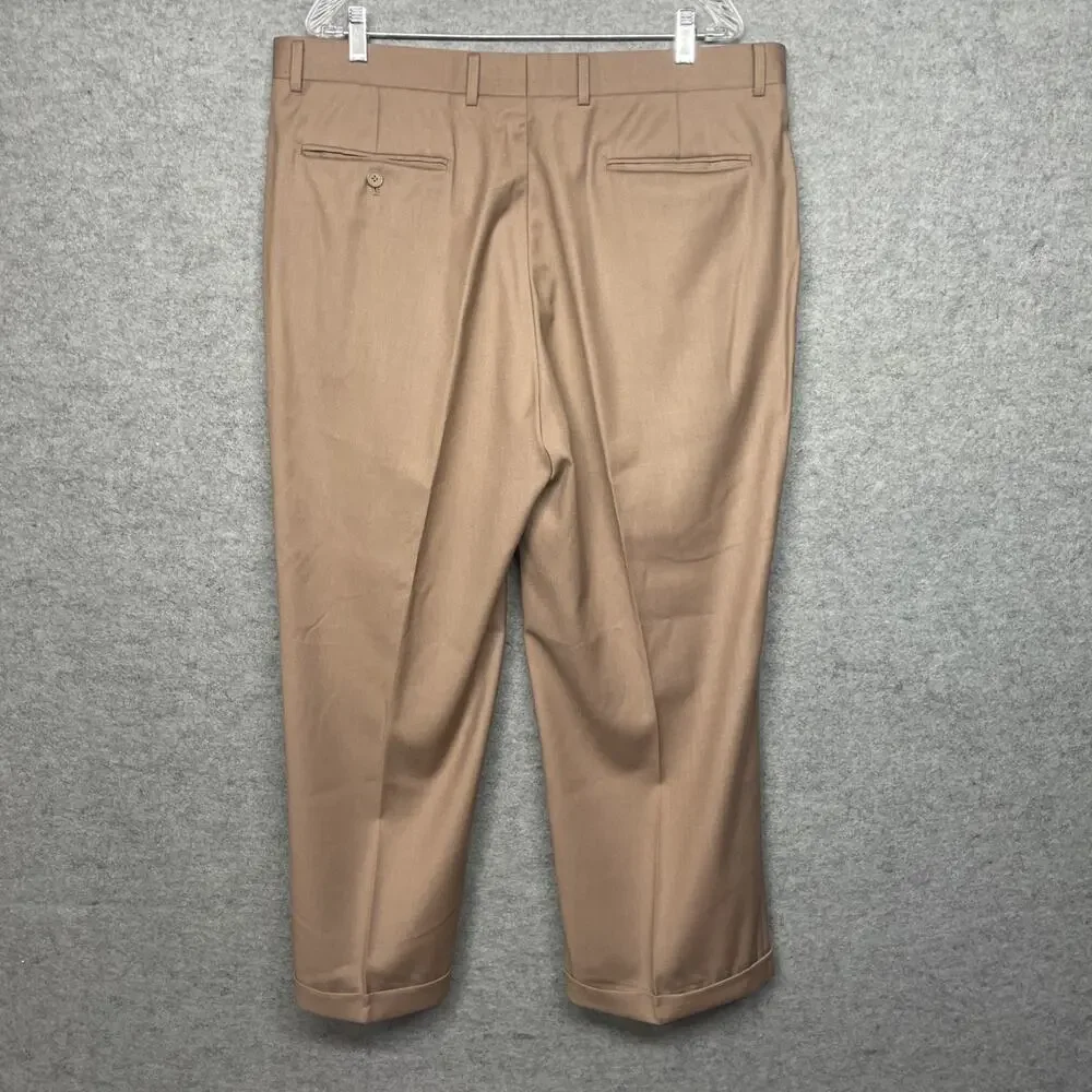 Vittorio St Angelo Mens 3 Pc Suit Sand 3-But Blazer/Vest 48R Pants 42R Classic